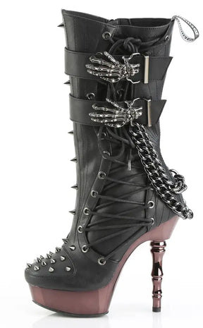 Muerto-159 Finger Bone Heel Chrome Platform Boots