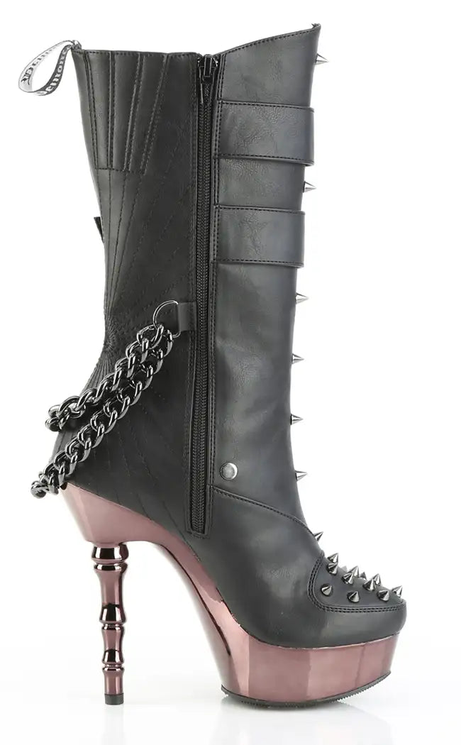 Muerto-159 Finger Bone Heel Chrome Platform Boots