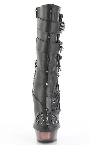 Muerto-159 Finger Bone Heel Chrome Platform Boots