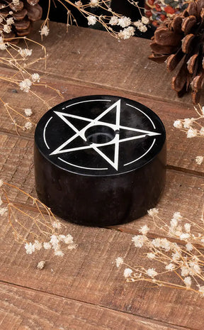 Pentacle Soapstone Spell Candle Holder