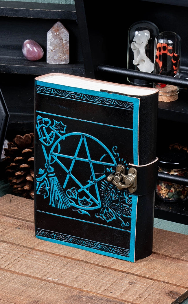 Pentagram Broom Leather Journal | Blue