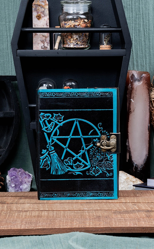 Pentagram Broom Leather Journal | Blue