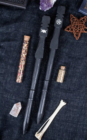 Pentagram Hand Carved Wooden Wand