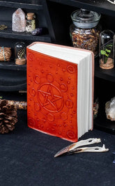 Pentagram Moon Phase Handmade Leather Journal
