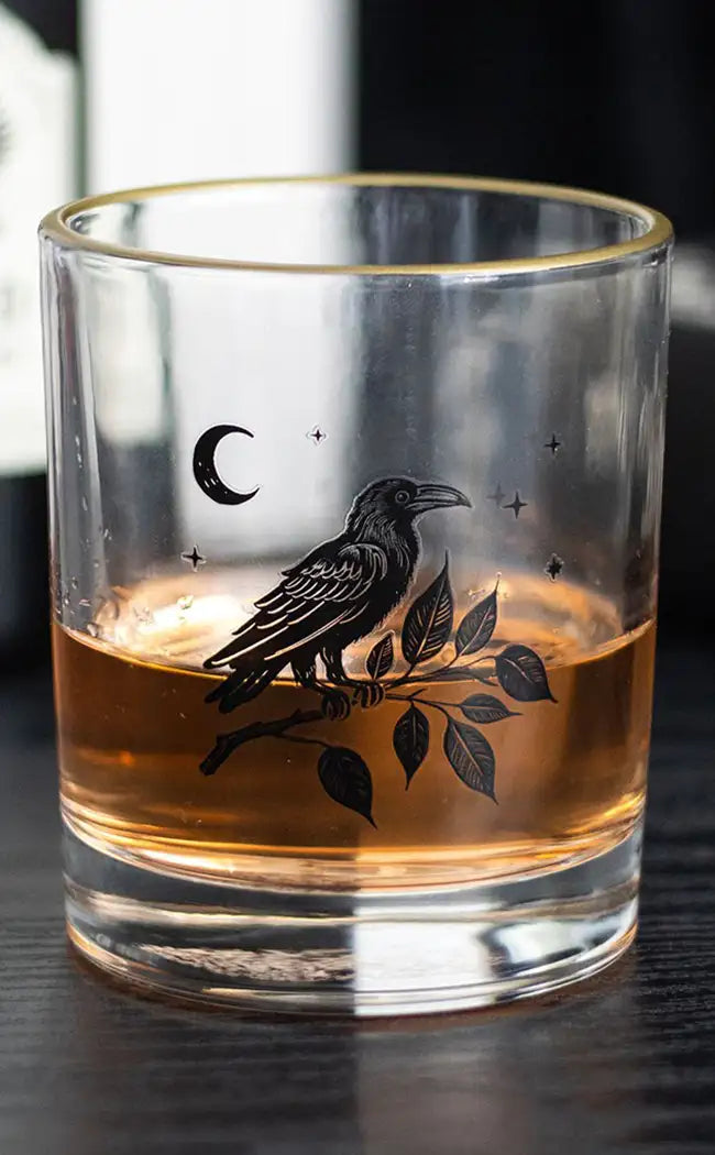 Perched Raven Drinking Glass