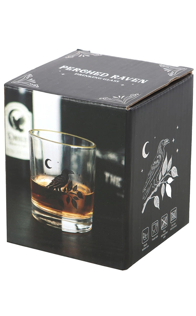 Perched Raven Drinking Glass