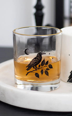 Perched Raven Drinking Glass