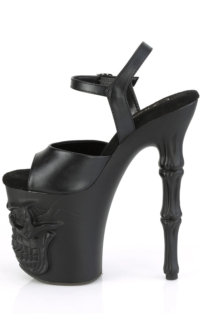 RAPTURE-809 Black Matte 8" Skull Platform Heels