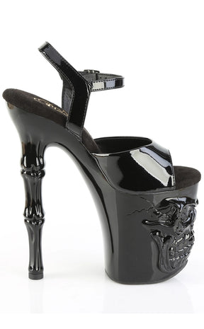 RAPTURE-809 Black Shiny 8" Skull Platform Heels