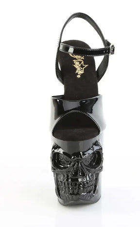 RAPTURE-809 Black Shiny 8" Skull Platform Heels