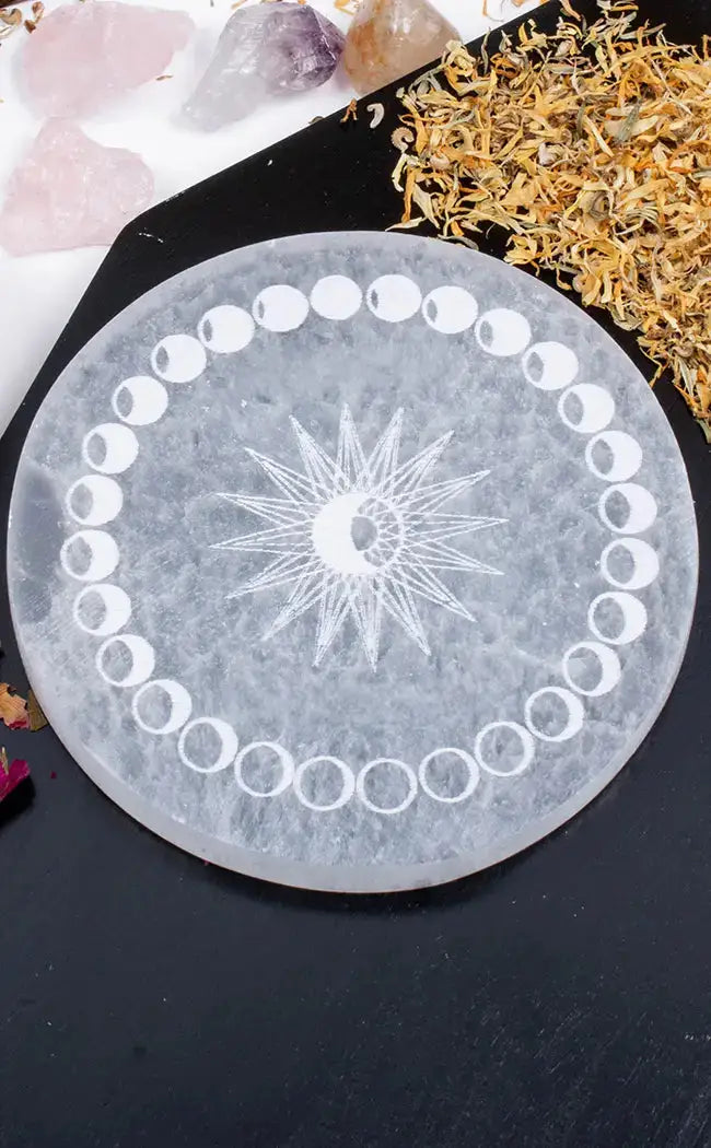 Selenite Charging Plate | Moon Phases
