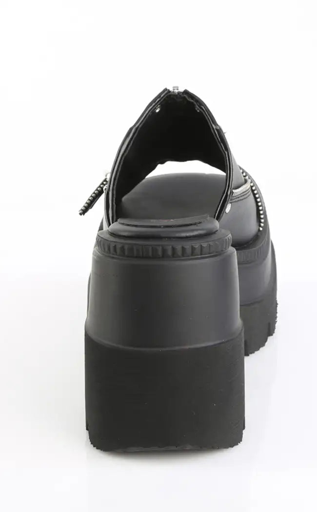 SHAKER-07 Black Platform Wedge Sandals
