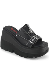 SHAKER-07 Black Platform Wedge Sandals