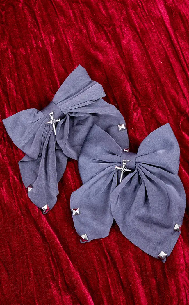 Silver Crucifix Bow Hair Clip