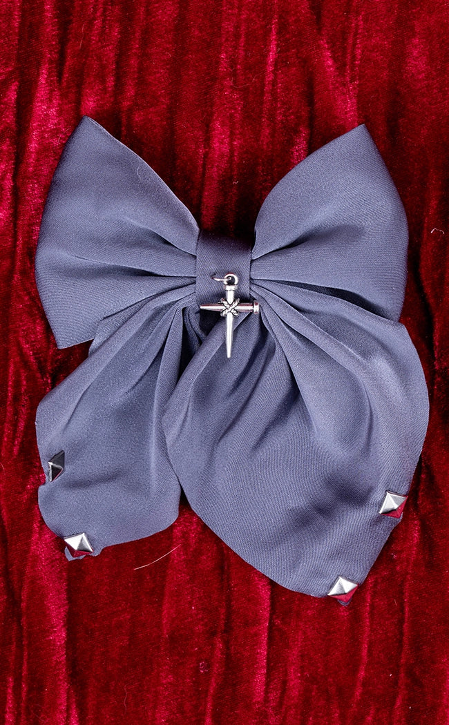 Silver Crucifix Bow Hair Clip