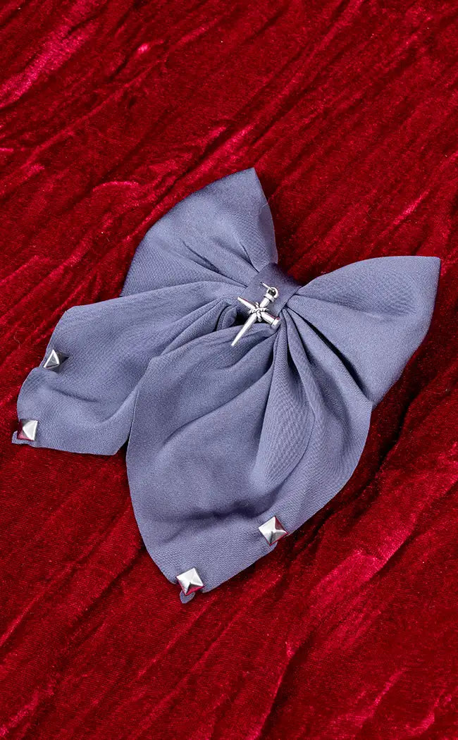 Silver Crucifix Bow Hair Clip