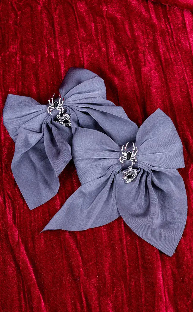 Silver Webs Bow Hair Clip
