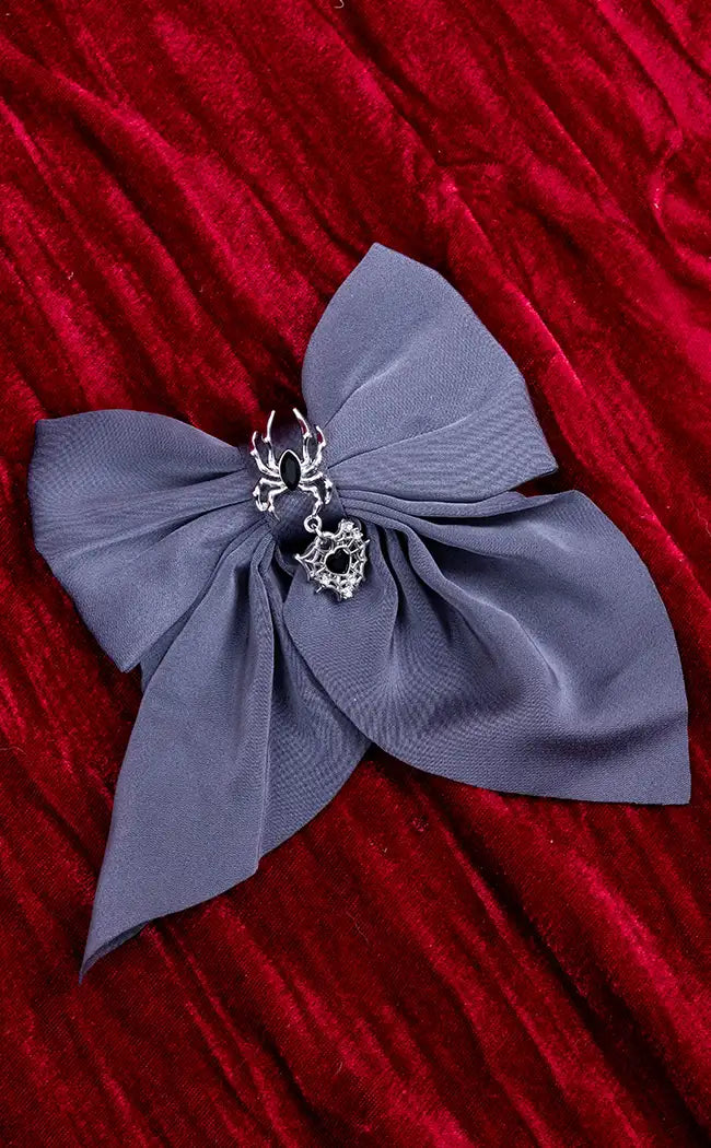 Silver Webs Bow Hair Clip