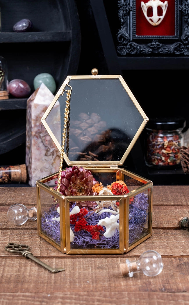 Skull & Bones in Glass Trinket Box