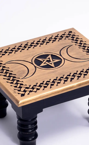 Triple Moon Altar Table w Pentagram-Witchcraft Supplies-Tragic Beautiful