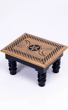 Triple Moon Altar Table w Pentagram-Witchcraft Supplies-Tragic Beautiful