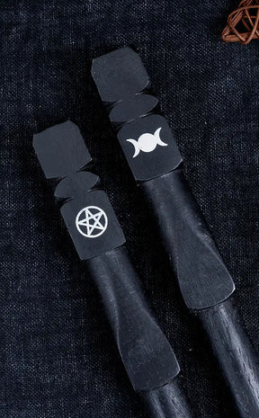 Pentagram Hand Carved Wooden Wand