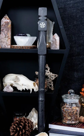 Pentagram Hand Carved Wooden Wand