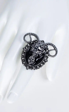 Valor Invictus Ram Skull Adjustable Ring-Gothic Jewellery-Tragic Beautiful