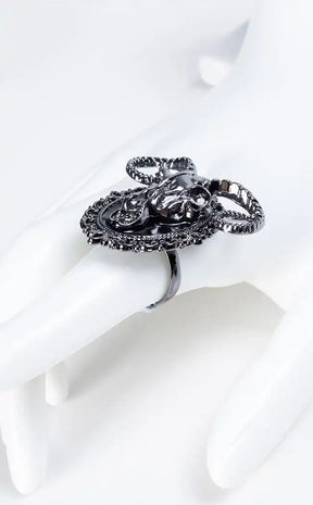 Valor Invictus Ram Skull Adjustable Ring-Gothic Jewellery-Tragic Beautiful