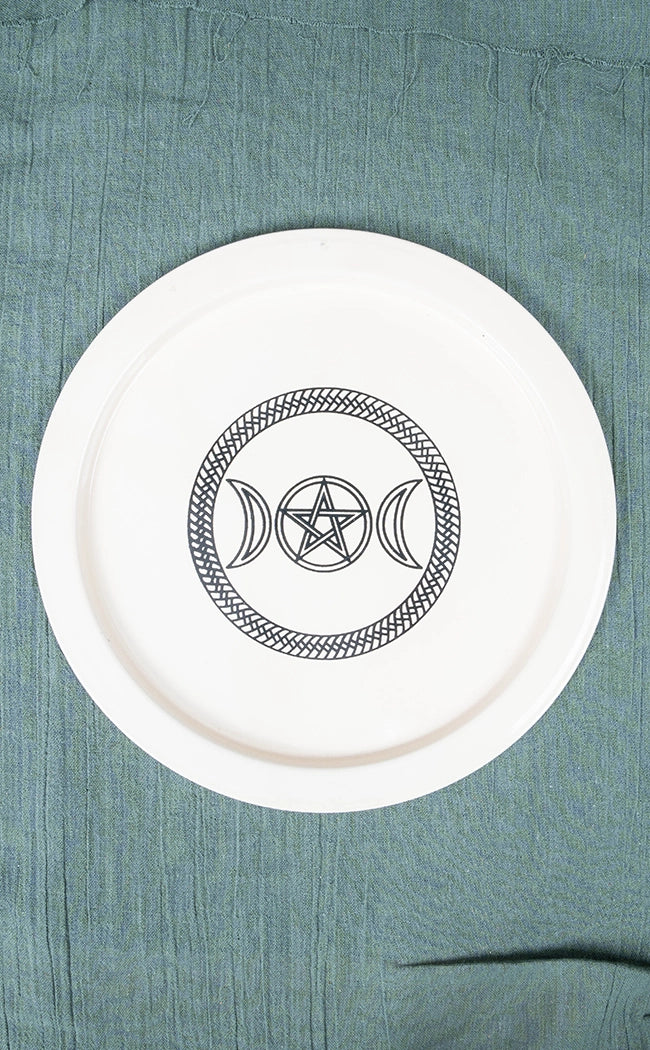 White Triple Moon Offering Plate