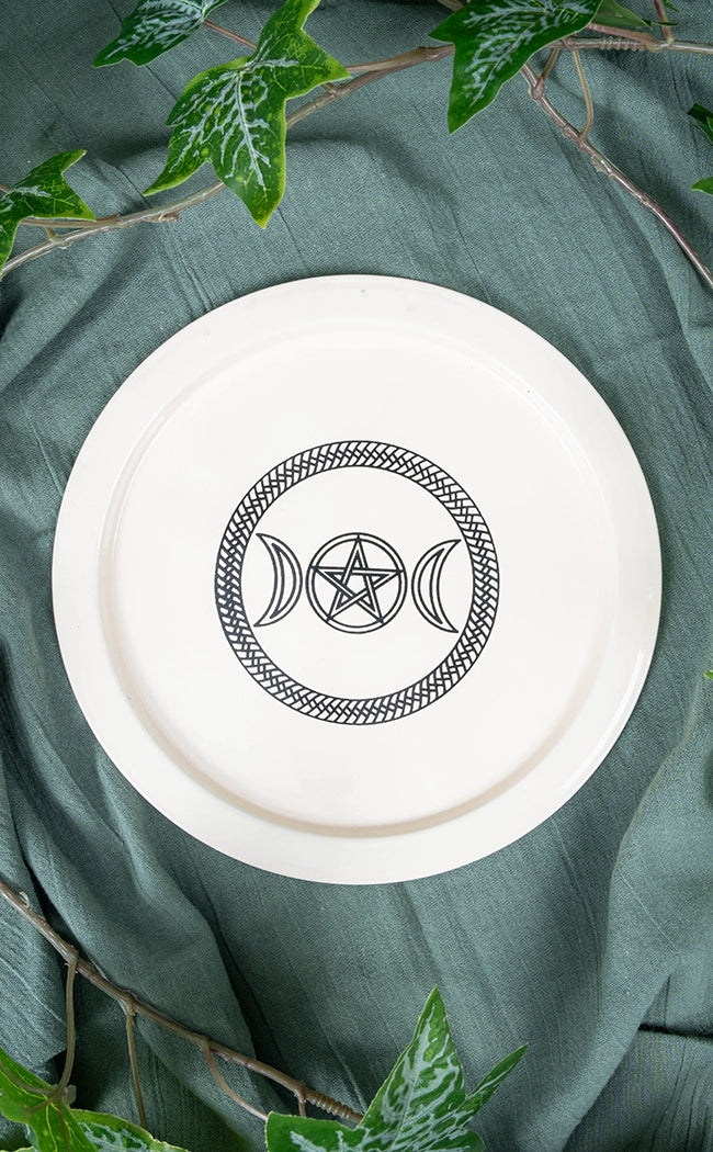 White Triple Moon Offering Plate
