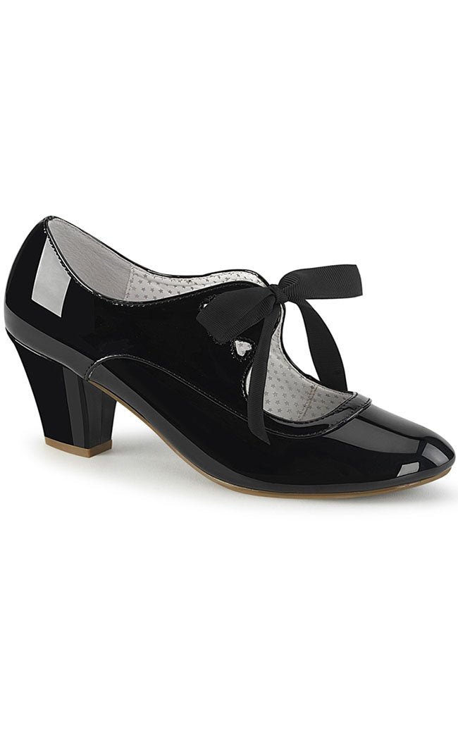 Pin Up Couture WIGGLE-50 Blk Faux Leather UK 8 (EU 41), Black Faux