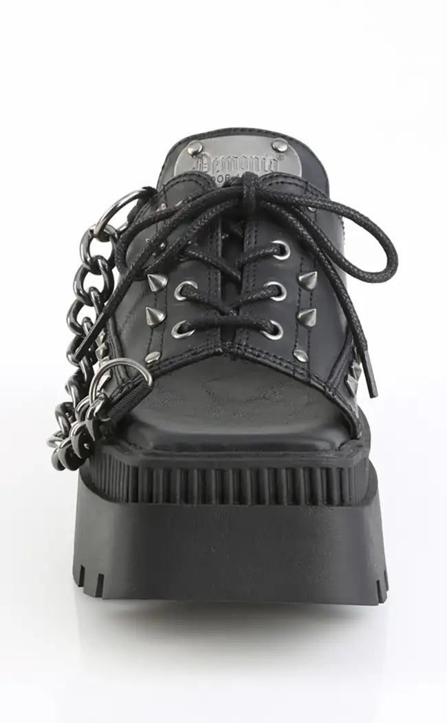 WRATH-03 Black Chained Platform Sandals