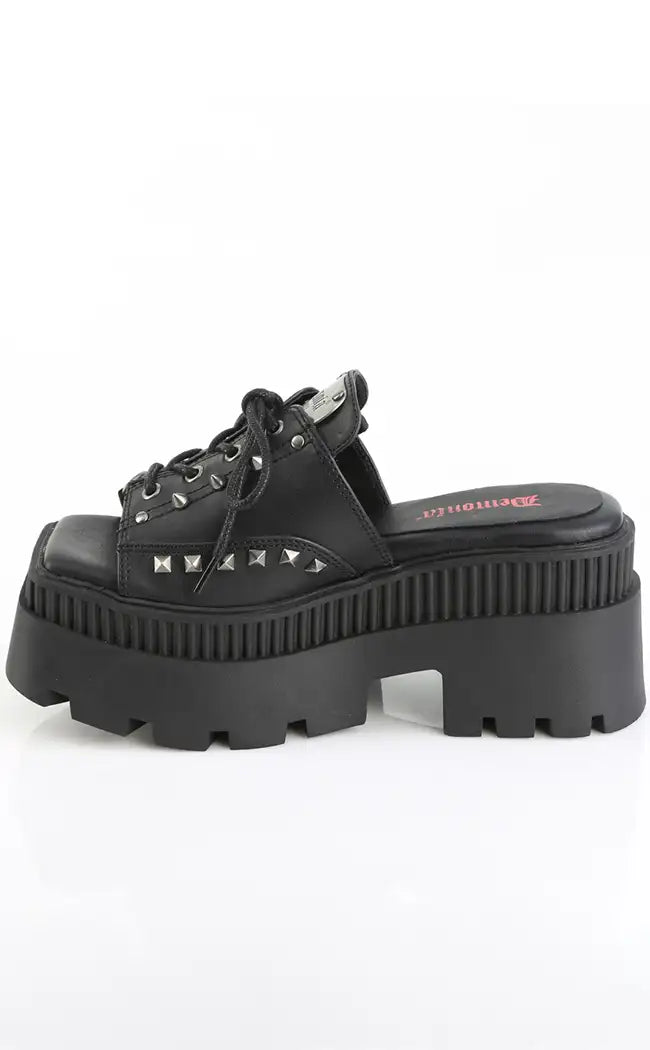 WRATH-03 Black Chained Platform Sandals