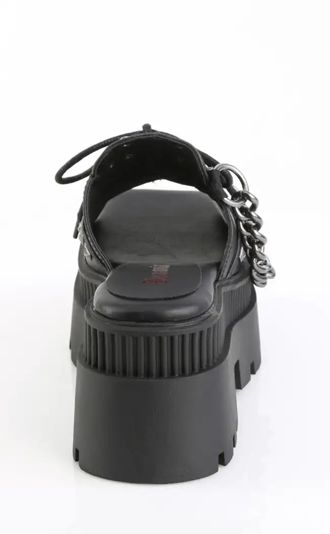 WRATH-03 Black Chained Platform Sandals