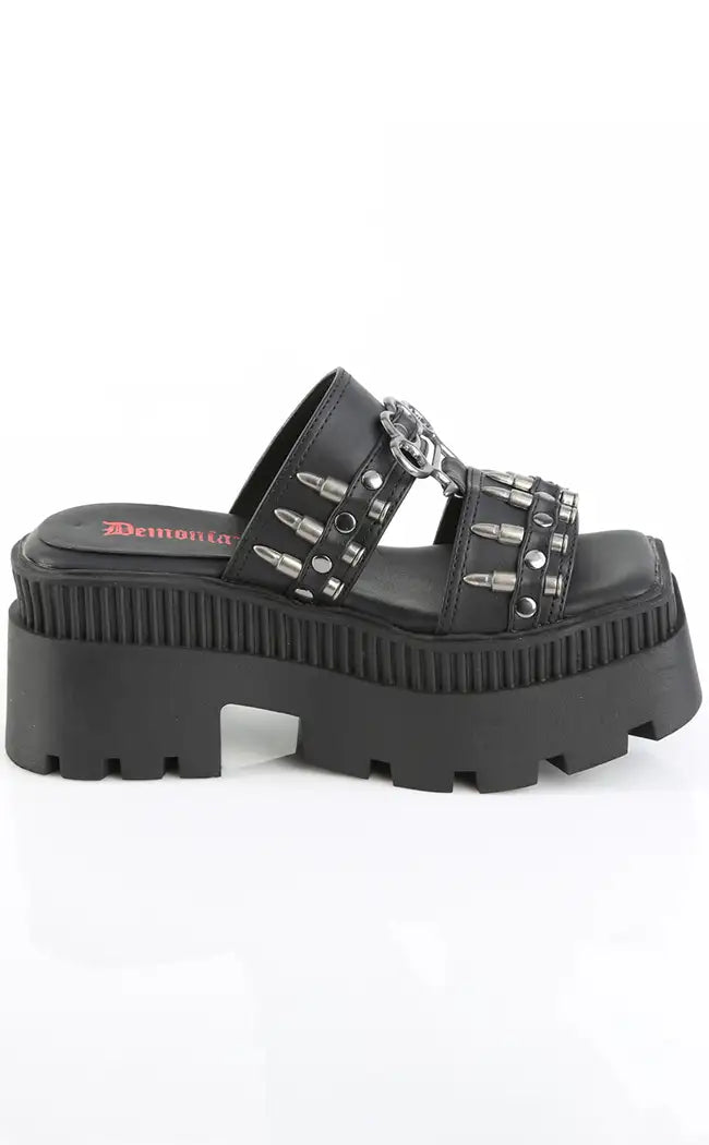 WRATH-08 Black Bullet Slip On Sandals
