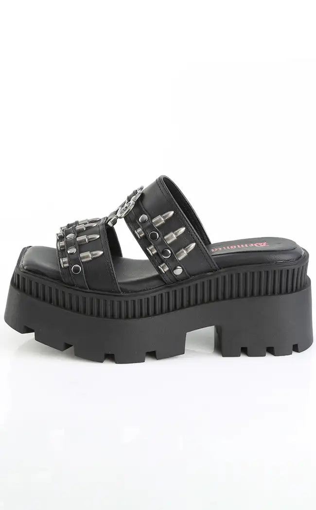 WRATH-08 Black Bullet Slip On Sandals