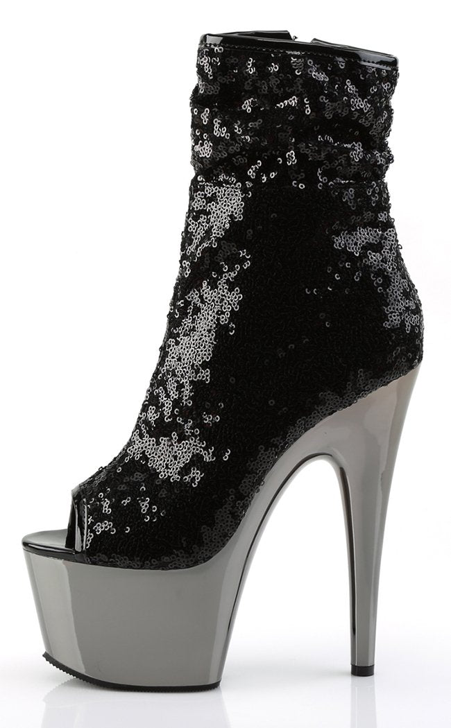 ADORE-1008SQ Black / Pewter Ankle Boots-Pleaser-Tragic Beautiful