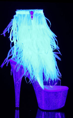 ADORE-1017MFF White Marabou / Clear Ankle Boots-Pleaser-Tragic Beautiful