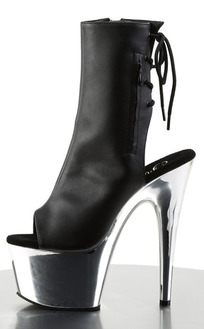 ADORE-1018 Black & Silver Chrome Ankle Boots-Pleaser-Tragic Beautiful