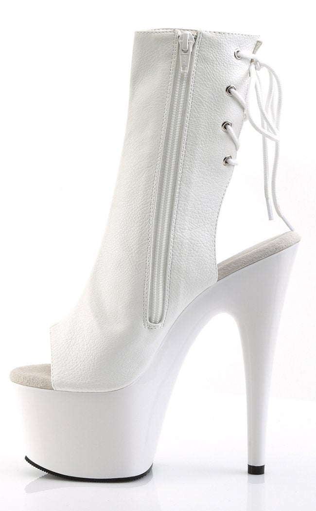 ADORE-1018 White Faux Leather Ankle Boots-Pleaser-Tragic Beautiful