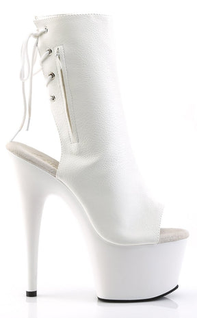 ADORE-1018 White Faux Leather Ankle Boots-Pleaser-Tragic Beautiful
