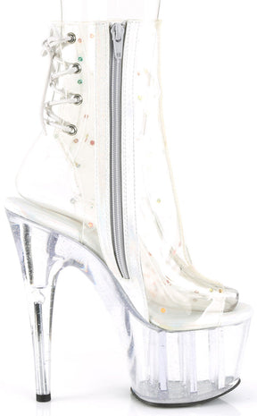 ADORE-1018C-2 Clear Glitter Ankle Boots-Pleaser-Tragic Beautiful