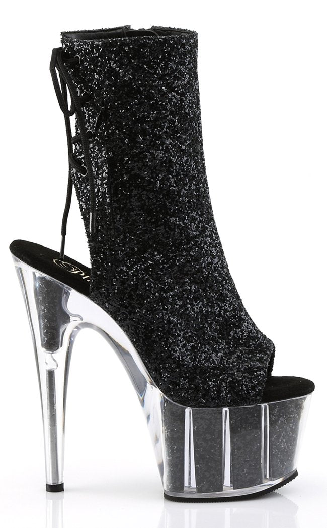ADORE-1018G Black Glitter Ankle Boots-Pleaser-Tragic Beautiful