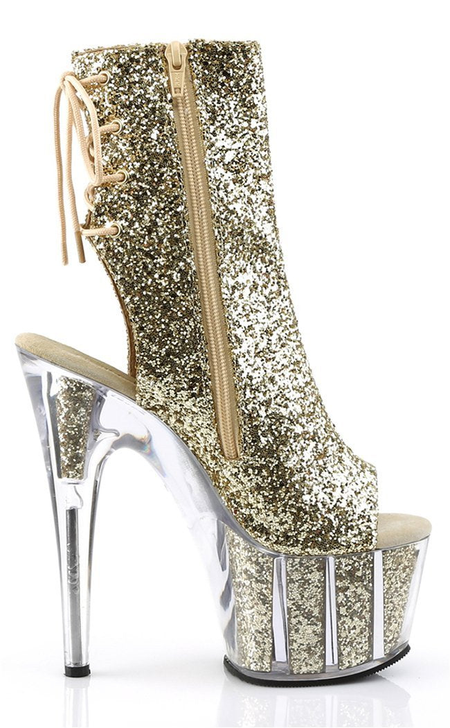 ADORE-1018G Gold Glitter Ankle Boots-Pleaser-Tragic Beautiful