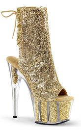ADORE-1018G Gold Glitter Ankle Boots-Pleaser-Tragic Beautiful