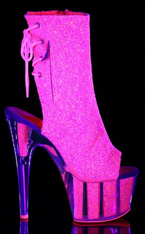 ADORE-1018G Neon Pink Glitter Ankle Boots-Pleaser-Tragic Beautiful