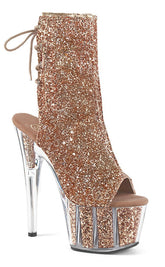 ADORE-1018G Rose Gold Glitter Ankle Boots-Pleaser-Tragic Beautiful