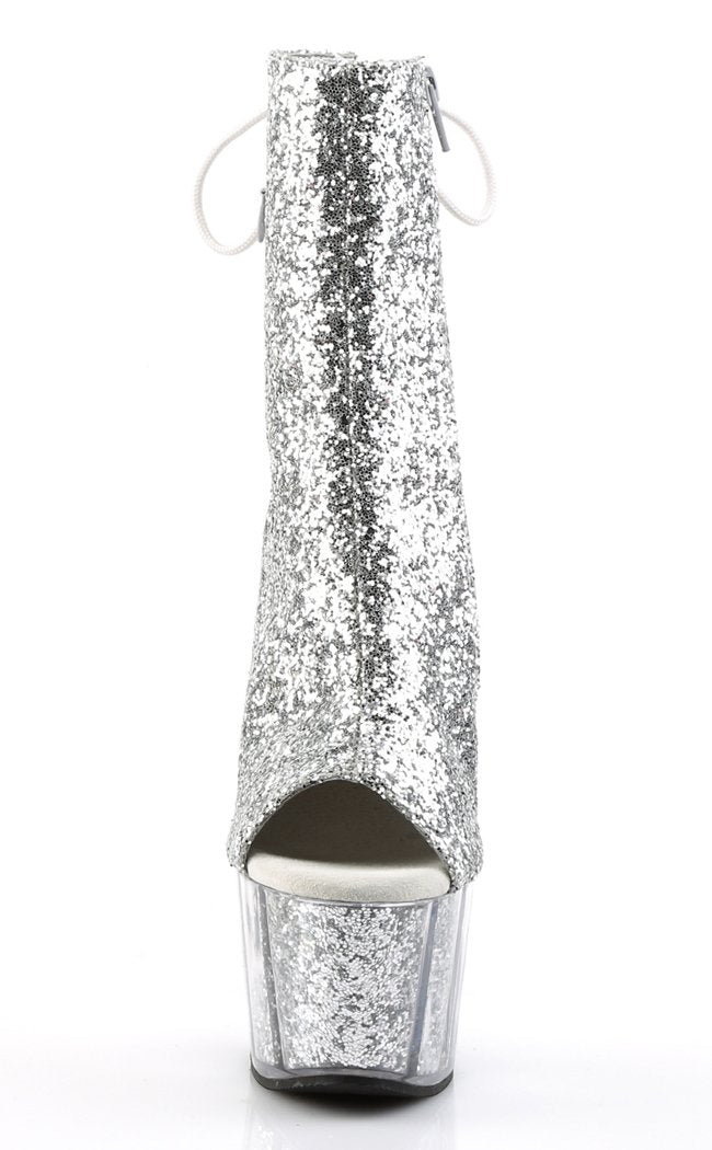 ADORE-1018G Silver Glitter Ankle Boots-Pleaser-Tragic Beautiful