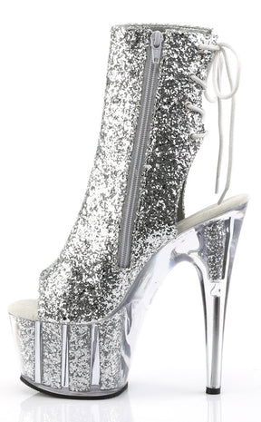 ADORE-1018G Silver Glitter Ankle Boots-Pleaser-Tragic Beautiful